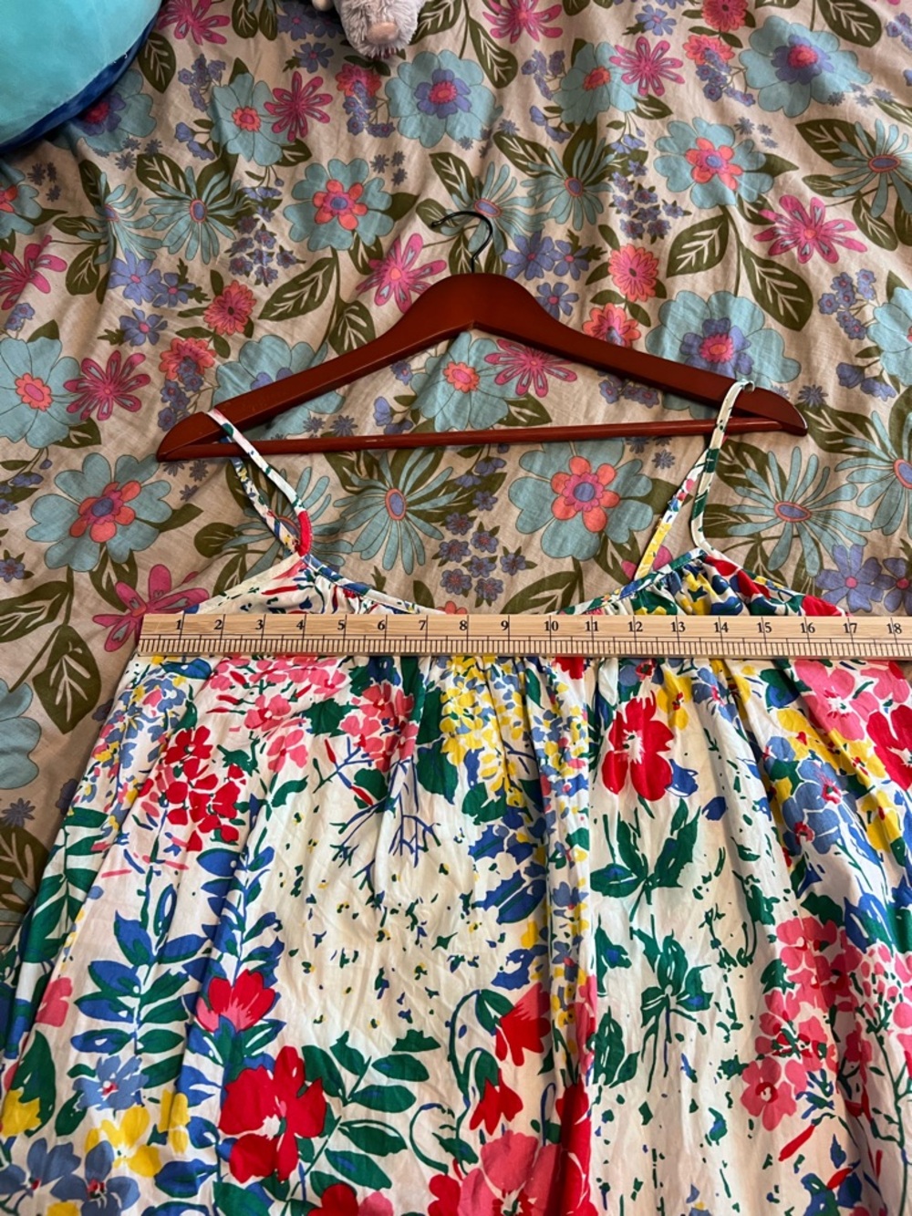 Aakaa White floral print summer flowy Sundress loose tiered easy style size M - Picture 5 of 6